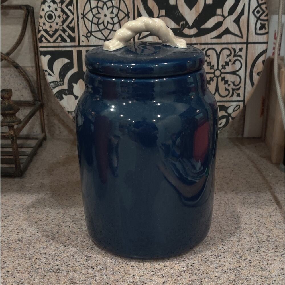 Rae Dunn Let's Set Sail Nautical Coastal Blue Cookie Jar Canister Beach Summer - Picture 10 of 12